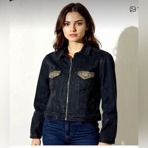 Vintage Levi Strauss & Co Black Denim Sequin Trucker